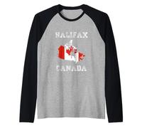 Bandiera del Canada Distressed Halifax Pride Maglia con Maniche Raglan