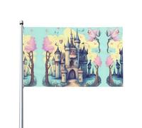 Bandiera del castello delle fiabe. Bandiera da giardino per esterni 0,9 x 1,5 m, striscione in poliestere con stampa vivida, facile da appendere per feste in patio e campeggio.