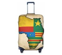 Bandiera del Congo map02 Stampa Bagagli Da Viaggio Copertura Valigie Copertura Protettiva Valigie Lavabile Copertura Bagagli Anti-Graffio, Nero , S