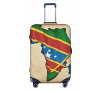 Bandiera del Congo mappa con stampa rughe, copertura per bagagli da viaggio, copertura per valigia, lavabile, antigraffio, Nero , S