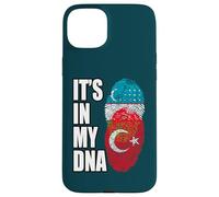Bandiera del DNA del patrimonio della miscela uzbeka e turca Custodia per iPhone 15 Plus