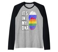 Bandiera del Dna Vintage del Gay Pride Russo Maglia con Maniche Raglan