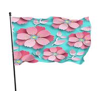 Bandiera del fiore rosa 3x5 FT 3D fiore di ciliegio foglia bandiere all'aperto grande benvenuto cortile banner casa giardino cortile prato decorazione