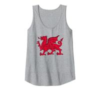 Bandiera del Galles del Drago Rosso Canotta, Donna, Grigio Melange, M