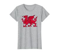 Bandiera del Galles del Drago Rosso Maglietta, Donna, Grigio Melange, M