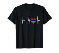 Bandiera del Gambia Battito cardiaco ECG Cuore Pulse Radici del Gambia Maglietta