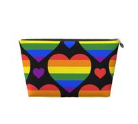 Bandiera del Gay Pride con cuori arcobaleno, Borsa da toilette Borsa per trucco Borsa per cosmetici Borsa da toilette da viaggio portatile