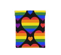 Bandiera del Gay Pride con cuori arcobaleno, Spremere il portafoglio superiore da donna Borsa portaoggetti Piccola portamonete Portamonete