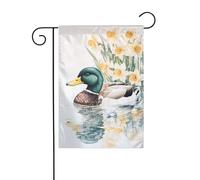 Bandiera del germano reale che nuota nel fiume da giardino 30 x 45 cm verticale su entrambi i lati per fattoria vacanze esterne decorazioni da cortile bandiera