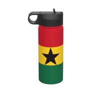 Bandiera del Ghana, bottiglia d'acqua isolata per il tempo libero, bottiglia d'acqua in acciaio inox (510 ml), adatta per campeggio, fitness, escursioni all'aperto,