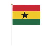 Bandiera del Ghana, piccole bandiere tenute in mano, mini bandiere su bastone per feste, attività di squadra, parate, decorazione per vacanze, confezione da 10