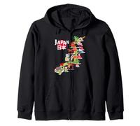Bandiera del Giappone Mappa di Viaggio Orgoglio Giapponese Okinawa Tokyo Love Felpa con Cappuccio