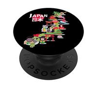 Bandiera del Giappone mappa di viaggio orgoglio giapponese Okinawa Tokyo Love PopSockets PopGrip Adesivo