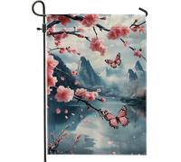 Bandiera del giardino dei fiori di ciliegio primavera estate banner decorazione esterna floreale doppia faccia decorazione per la casa e il giardino 12 x 18 pollici
