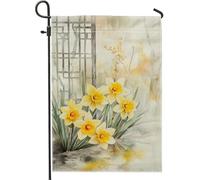 Bandiera del giardino dei narcisi primaverili ed estivi banner floreale giallo per la decorazione della casa cortile juta double face decorazione del prato all'aperto mostra festa