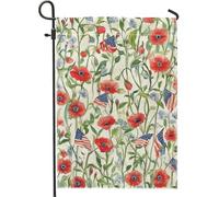 Bandiera del giardino dei papaveri del Memorial Day, decorazione floreale rossa per la casa, banner per prato primaverile a doppia faccia, bella decorazione per patio all'aperto per le vacanze e
