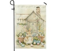 Bandiera del giardino del coniglio di Pasqua decorazione primaverile dei colori pastello tenui bandiera in tela doppia faccia per la decorazione del prato delle vacanze bel coniglio 12x18