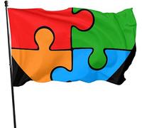 Bandiera del giardino del cuore del puzzle di consapevolezza dell'autismo all'aperto, bandiera della famiglia 3 X 5 ft Decorazioni per la casa all'aperto