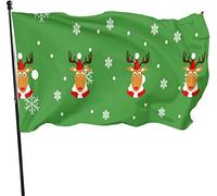 Bandiera del giardino del fiocco di neve della renna del modello di Buon Natale resistente alle intemperie, bandiera della famiglia 3 X 5 ft Decorazioni per la casa all'aperto