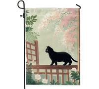 Bandiera del giardino del gatto di primavera ed estate banner di decorazione domestica ispirato alla natura bandiera floreale a doppia faccia decorazione del prato all'aperto 12 x 18 pollici