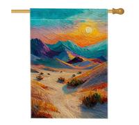 Bandiera del giardino del paesaggio del deserto del tramonto, bandiera colorata della decorazione della casa della pittura a olio, decorazione esterna su entrambi i lati, bandiera estiva del prato 71