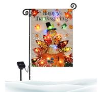 Bandiera Del Giardino Del Ringraziamento - Flag Da Giardino Luci A Corda Forniture Per Decorazione Cristo Illuminato | Decorazione Di Grazie Del Giardino Illuminato Illuminato, LED Solare Doppio Lato