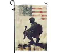 Bandiera del giardino del soldato militare bandiera mimetica vintage per la decorazione dell'esercito striscione del prato per il giorno commemorativo all'aperto decorazione patriottica in tela doppia