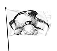 Bandiera del giardino della famiglia dei pinguini 3x5 FT Simpatico animale pinguini Piccolo e genitore Disegno nero Bandiere da cortile in poliestere Casa Patio Prato Striscione di auguri pe