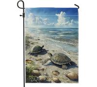 Bandiera del giardino della spiaggia delle tartarughe, bandiere costiere della decorazione della casa delle tartarughe marine verdi, decorazione della spiaggia estiva a doppia faccia, bandiera del