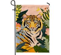 Bandiera del giardino della tigre primavera estate decorazione della casa decorazione della casa bandiere del giardino a doppia faccia decorazione esterna 12 x 18 pollici