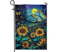 Bandiera del giardino delle farfalle estive girasoli colorati per la decorazione della casa bandiera del patio a doppia faccia per la decorazione del prato all'aperto 12 x 18 pollici