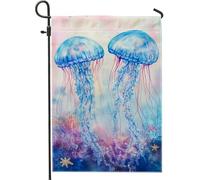 Bandiera del giardino delle meduse subacquee decorazione blu della vita marina all'aperto bandiera del prato del poliestere a doppia faccia per la decorazione della casa estiva banner del giardino a