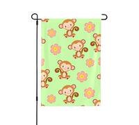 Bandiera del Giardino delle Scimmie Kawaii 28x40 Pollici Bandiera da Cortile Verticale su Doppia Faccia Bandiere in Poliestere per Casa di Benvenuto per Esterno Portico Esterno della Fattoria Patio De