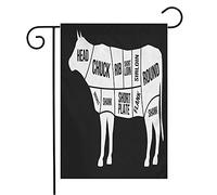 Bandiera del giardino di benvenuto Tagli di carne verticale Manzo Mangia lombo Schema retrò Petto Griglia per barbecue Parte Corta Mucca Design astratto Macelleria Cortile Decorativo per esterni 12 x