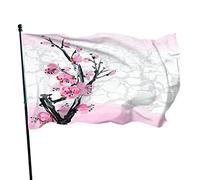 Bandiera del Giardino di Ciliegi Giapponesi 3x5 FT Bellezza Vintage Rosa Fiore di Ciliegio Fiore Ramo Nero Poliestere Cortile Bandiere Casa Patio Prato Banner di Saluto per Esterni Interni