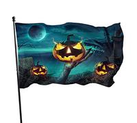 Bandiera del giardino di notte di Halloween 3x5 FT Mani di zombi che si alzano Tenere sparando zucca nella notte oscura spaventosa Bandiere di cortile in poliestere Casa Patio Prato Striscione di au