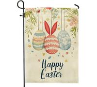 Bandiera del giardino di Pasqua, uova decorative colorate e coniglio, bandiera del cortile primaverile, tela a doppia faccia, decorazione natalizia all'aperto, bella decorazione domestica per prato e
