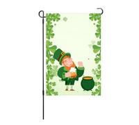 Bandiera del Giardino di San Patrizio a Doppia Parte Lucky Quattro Foglie Trifoglio Bandiera Verticale per Ponte Patio Portico Decorazioni Esterno 100D Poliestere 45x30cm (Tipo 1)