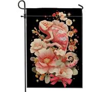 Bandiera del giardino floreale del camaleonti della pesca e della primavera banner floreale vibrante per la decorazione della casa bandiera di tela doppia faccia per esposizione del prato all'aperto