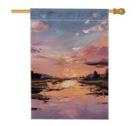 Bandiera del giardino paesaggio del tramonto, bandiera della decorazione della casa scenica viola morbida, bandiera del cortile del tessuto double face decorazione del prato stile casual