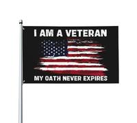 Bandiera del Giorno dei Veterani 3x5 - Sono un veterano, il mio giuramento non scade mai - Striscione da esterno con 2 occhielli