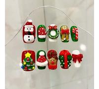 Bandiera del giorno dell'indipendenza americana di Natale che indossa armatura unghie finte natalizie rosso vino dolce fresco unghie finte bellezza patch (colore: Natale, taglia: L)