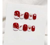 Bandiera del giorno dell'indipendenza americana di Natale indossando armatura unghie finte natalizie rosso vino dolce fresco unghie finte bellezza patch (colore: fiore, taglia: M)