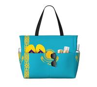 Bandiera del Kazakistan Borsa da viaggio multifunzionale da spiaggia Multi Pocket Design alla moda adatto per vari luoghi all'aperto