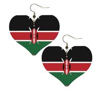 Bandiera del Kenya Stampe Eleganti orecchini a forma di cuore leggeri accessori da donna perfetti per feste e San Valentino.