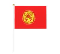 Bandiera del Kirghizistan, piccole bandiere tenute in mano, mini bandiere su bastone per feste, attività di squadra, parate, decorazione per le vacanze, confezione da 10