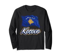 Bandiera del Kosovo Patriottica Uomini Donne Bambini Maglia a Manica