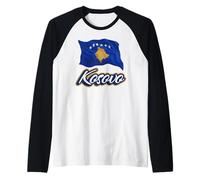 Bandiera del Kosovo Patriottica Uomini Donne Bambini Maglia con Maniche Raglan