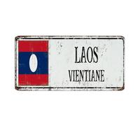 Bandiera del Laos City Street 15,5 x 30,5 cm targa in metallo retrò pub club cabina esterna decorazione casa garage cartelli nazionale paese souvenir strada alluminio metallo cartello per ufficio