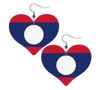Bandiera del Laos Cuoio Orecchini A Forma Di Cuore Delle Donne di Modo Danze di Nozze Accessori Da Us, Misura unica, Pelle sintetica